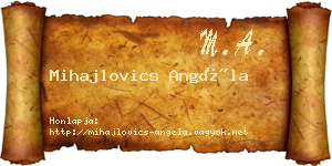 Mihajlovics Angéla névjegykártya